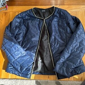 Italian made boutique bedazzled blue puffer jacket